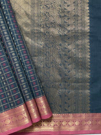 Blue Handloom Lakshadeepam Kanchi Cotton Saree