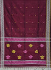 Lalima – Deep Plum Handloom Khadi Saree with White Border and Dual-Tone Motifs