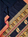 Lasya – Black Handloom Kanchi Cotton Saree with Bomkai Pallu