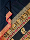 Lasya – Black Handloom Kanchi Cotton Saree with Bomkai Pallu