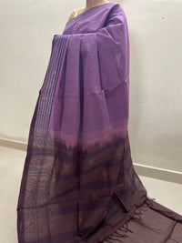 Lavender Handloom Gongura Cotton Saree with Brown Pallu