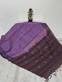 Lavender Handloom Gongura Cotton Saree with Brown Pallu