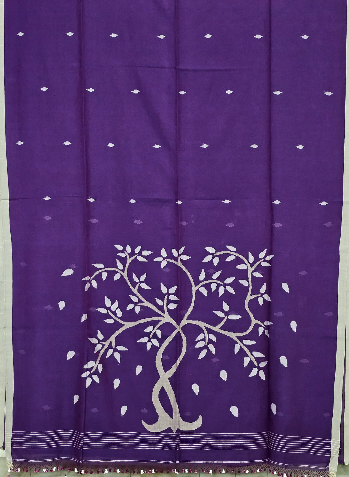 Lavitha – Purple Jamdhani Handloom Bengal Cotton Saree 