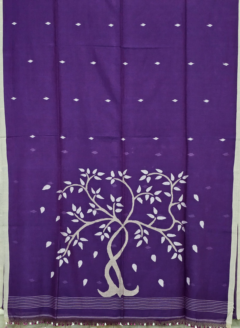 Lavitha – Purple Jamdhani Handloom Bengal Cotton Saree 