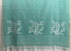 Light Teal Green Jamdhani Handloom Bengal Cotton Saree