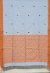 Mandakini – Light Blue Handloom Khadi Saree with Orange Matka Silk Pallu