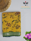 Manjari – Yellow & Green Handloom Mangalagiri Silk Cotton Saree with Floral Print