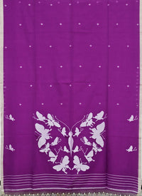 Manmayi - Purple Jamdani Handloom Bengal Cotton Saree