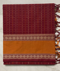 Maroon Handloom Lakshadeepam Kanchi Cotton Saree