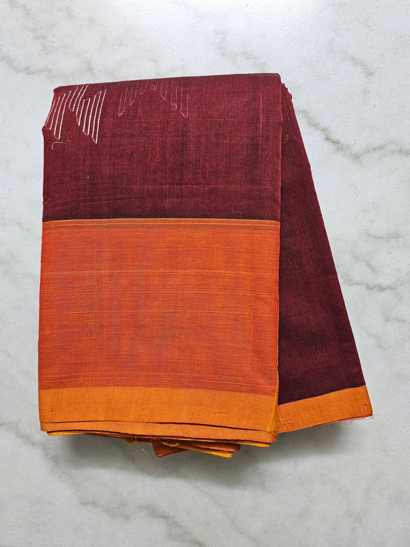 Maroon Handloom Aloevera Cotton Saree