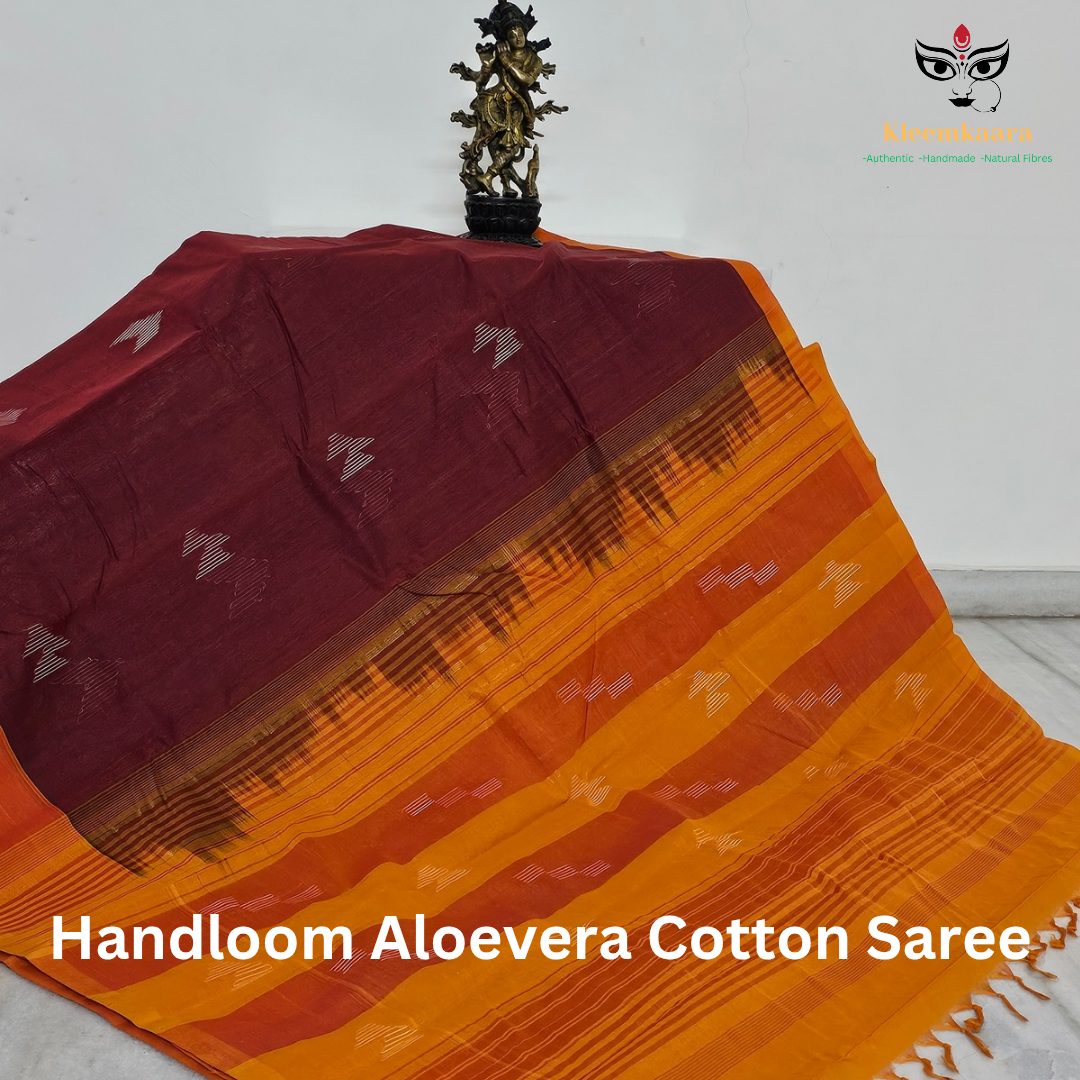 Maroon Handloom Aloevera Cotton Saree