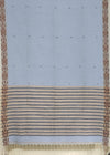 Meenashi – Light Blue Handloom Tangail Khadi Saree with Fish Motif Brown Border