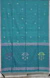 Nandini – Teal Jamdhani Handloom Khadi Saree with Pastel Geometric Motifs