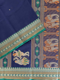 Navy Blue Handloom Kanchi Cotton with Bomkai Pallu