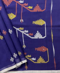 Navy Blue Jamdhani Handloom Mul Cotton Saree