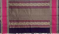 Navy Blue Lakshadeepam Handloom Kanchi Cotton Saree with Pink Rettai Pet Border