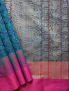 Neelavanī – Navy Blue Vanasingaram Handloom Kanchi Cotton Saree with Rani Pink Border