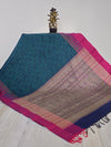 Neelavanī – Navy Blue Vanasingaram Handloom Kanchi Cotton Saree with Rani Pink Border