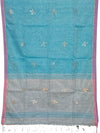 Neelika – Blue Handloom Linen Saree with Butterfly Motifs