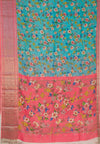 Nīlāmbara – Sky Blue Handloom Mangalagiri Silk Cotton Saree with Digital Print
