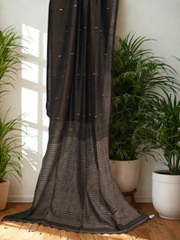 Nivritti – Deep Olive Green Khadi Cotton Saree with Woven Butis