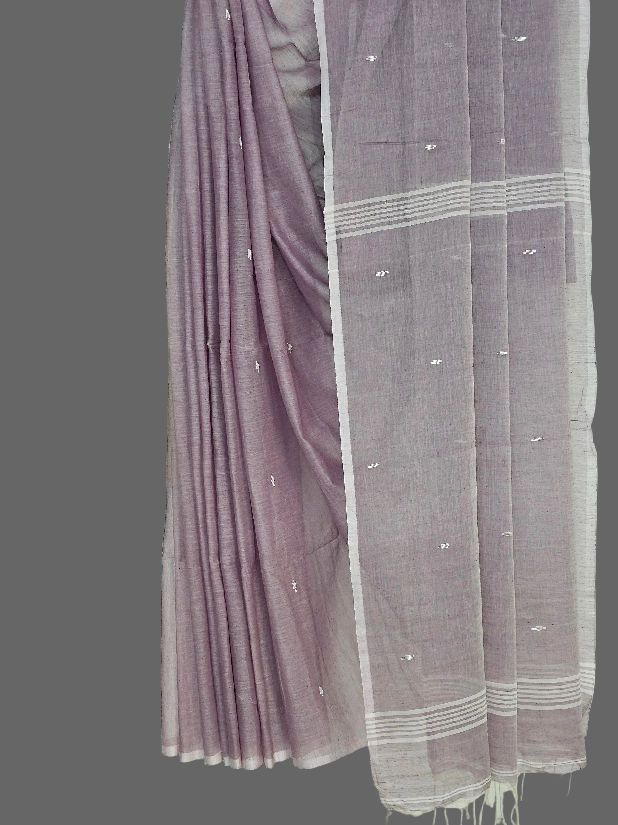 Nivritti – Lavender Handloom Khadi Cotton Saree with Woven Butis
