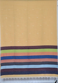 Nivritti – Yellow Green Khadi Cotton Saree with Woven Butis