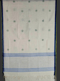 Off White Handloom Venkatagiri Cotton Saree with Dandelion Embroidery Motifs