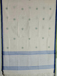 Off White Handloom Venkatagiri Cotton Saree with Dandelion Embroidery Motifs