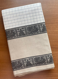 Off White Handloom Kanchi Cotton Saree with checks