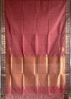 Onion Pink & Maroon Dual Tone Handloom Kanchi Cotton Saree with Zari Blue Border