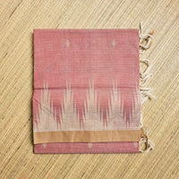 Peach Pink Handloom Venkatagiri Cotton Saree with Temple Border