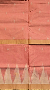Peach Pink Handloom Venkatagiri Cotton Saree with Temple Border