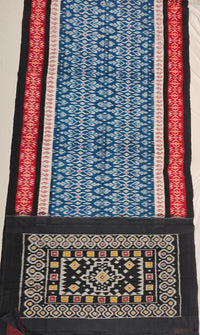 Peacock Blue Handloom Pochampally Ikkat Mercerized Cotton Saree