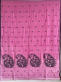 Pink Handloom Jamdhani Bengal Cotton Saree
