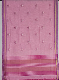 Pink Handloom Venkatagiri Cotton Saree with Floral Embroidery Motifs