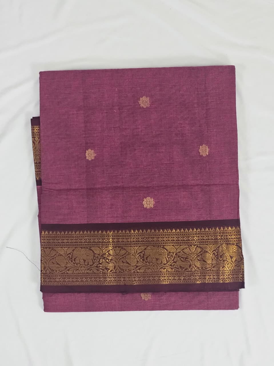 Pink Handloom Venkatagiri Cotton Saree with Rettai pet Zari Border 