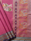 Pink Handloom Kanchi Cotton Saree with Bomkai Pallu