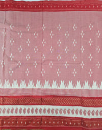 Saree Body close up of Pink and Red Handloom Pochampally Ikkat Mercerized Cotton Saree with Zari Border