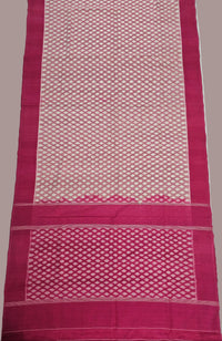 Pink and White Handloom Pochampally Ikkat Mercerized Cotton Saree
