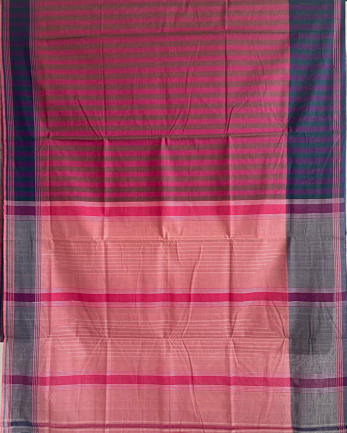 Pink and Purple Stripes Handloom Kanchi Cotton Saree