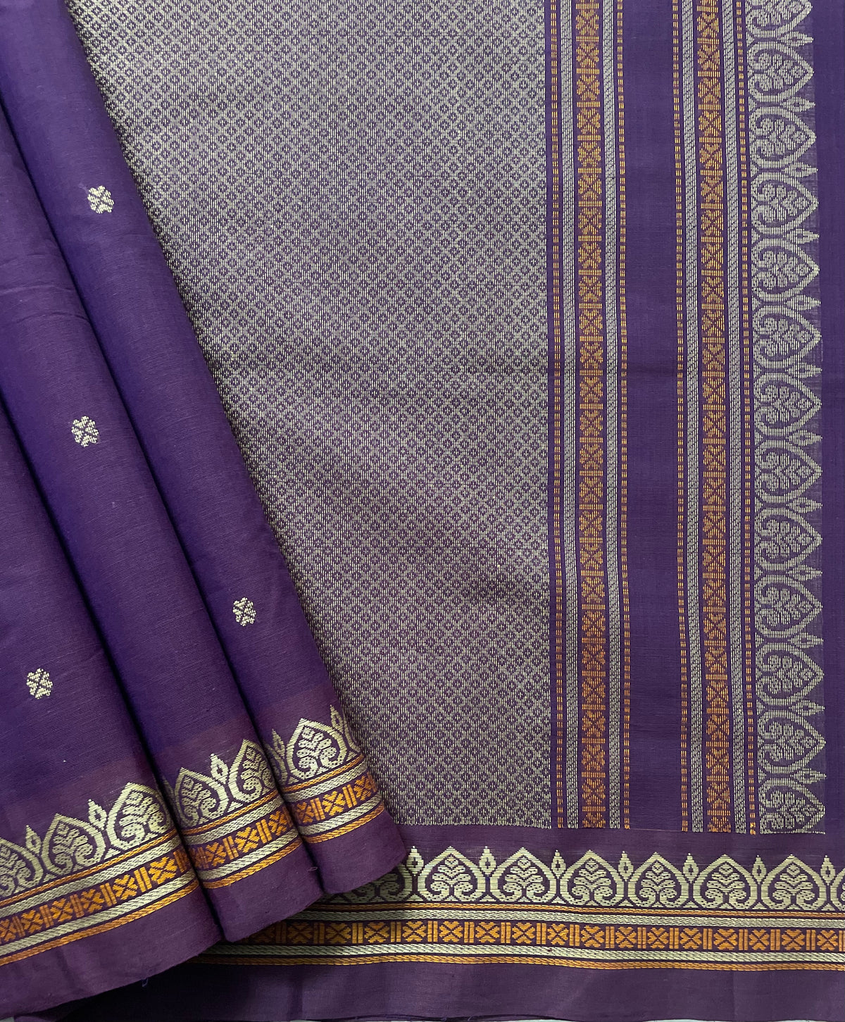 Purple Clover Handloom Kanchi Cotton Saree