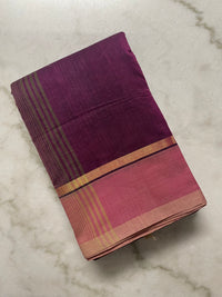 Purple Handloom Gongura Cotton Saree with Pink Border