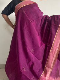 Purple Handloom Gongura Cotton Saree with Pink Border