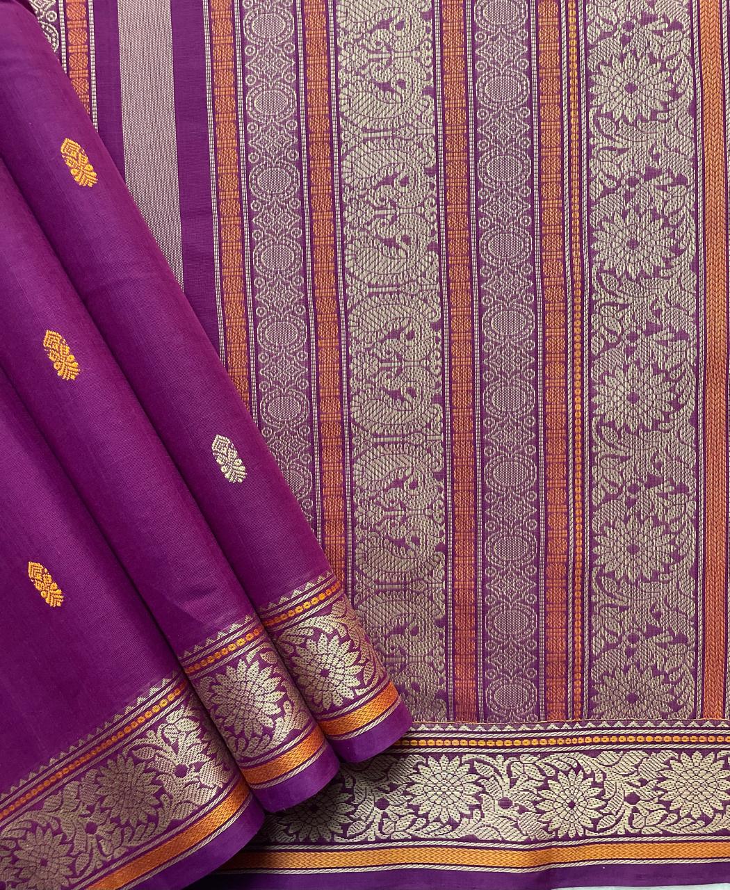 Purple Handloom Kanchi Cotton Saree