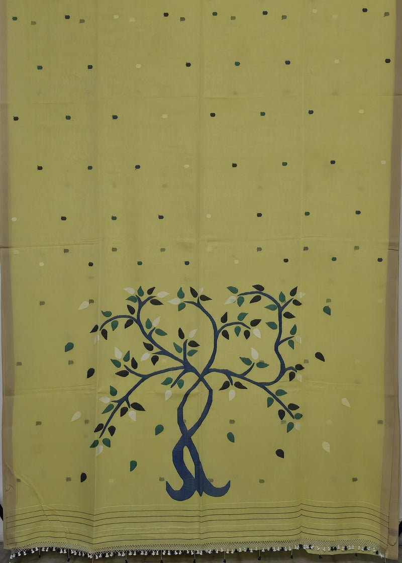 Raagini – Yellow Jamdani Handloom Bengal Cotton Saree
