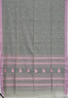 Raagya – Grey Handloom Khadi Saree with Pink Baluchari Motifs