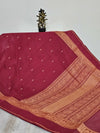 Red Handloom Organic Kanchi Cotton Saree with Yellow Yali Border