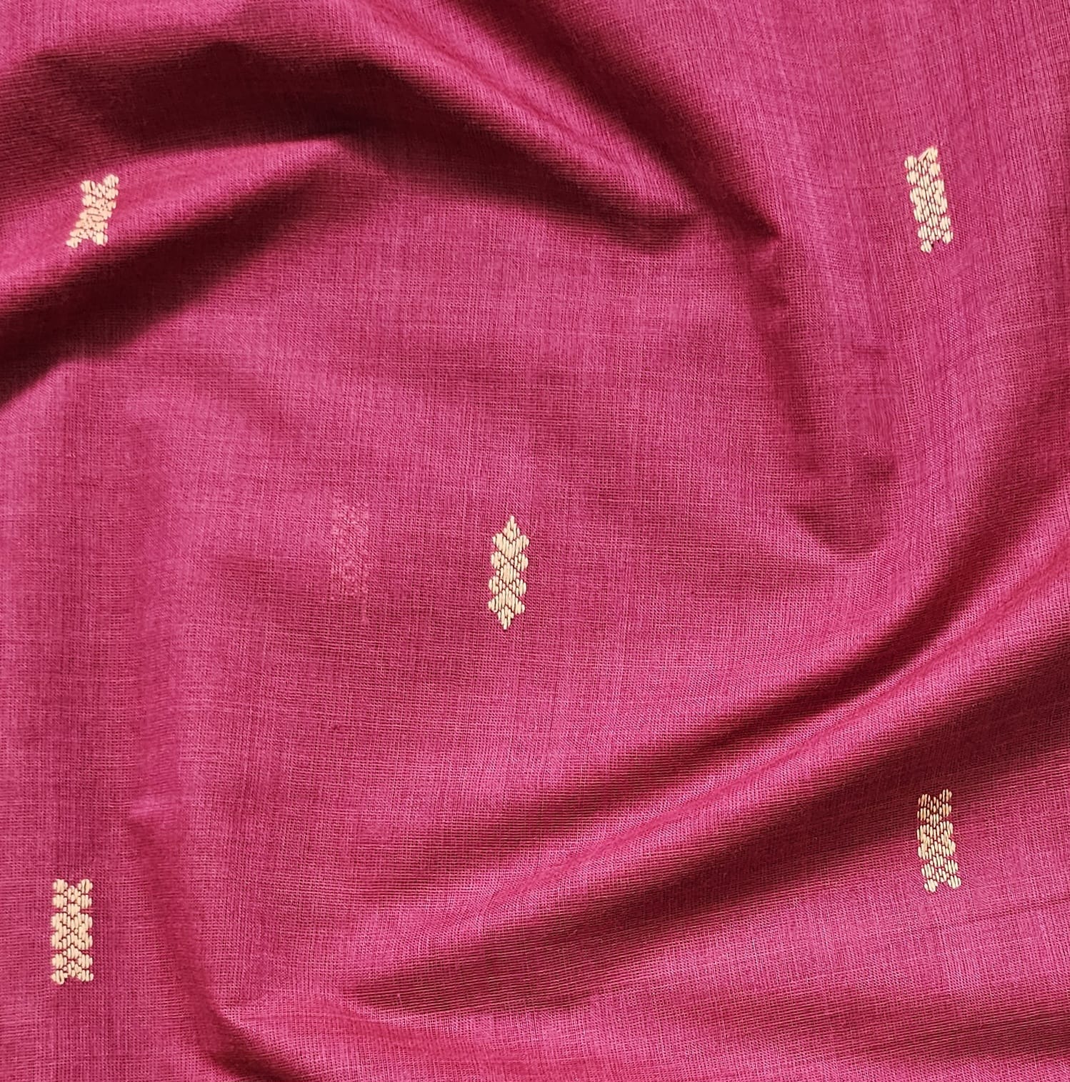 Red Handloom Organic Kanchi Cotton Saree with Yellow Yali Border
