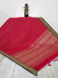 Mangala – Red Lakshadeepam Handloom Kanchi Cotton Saree with Green Coin Motifs